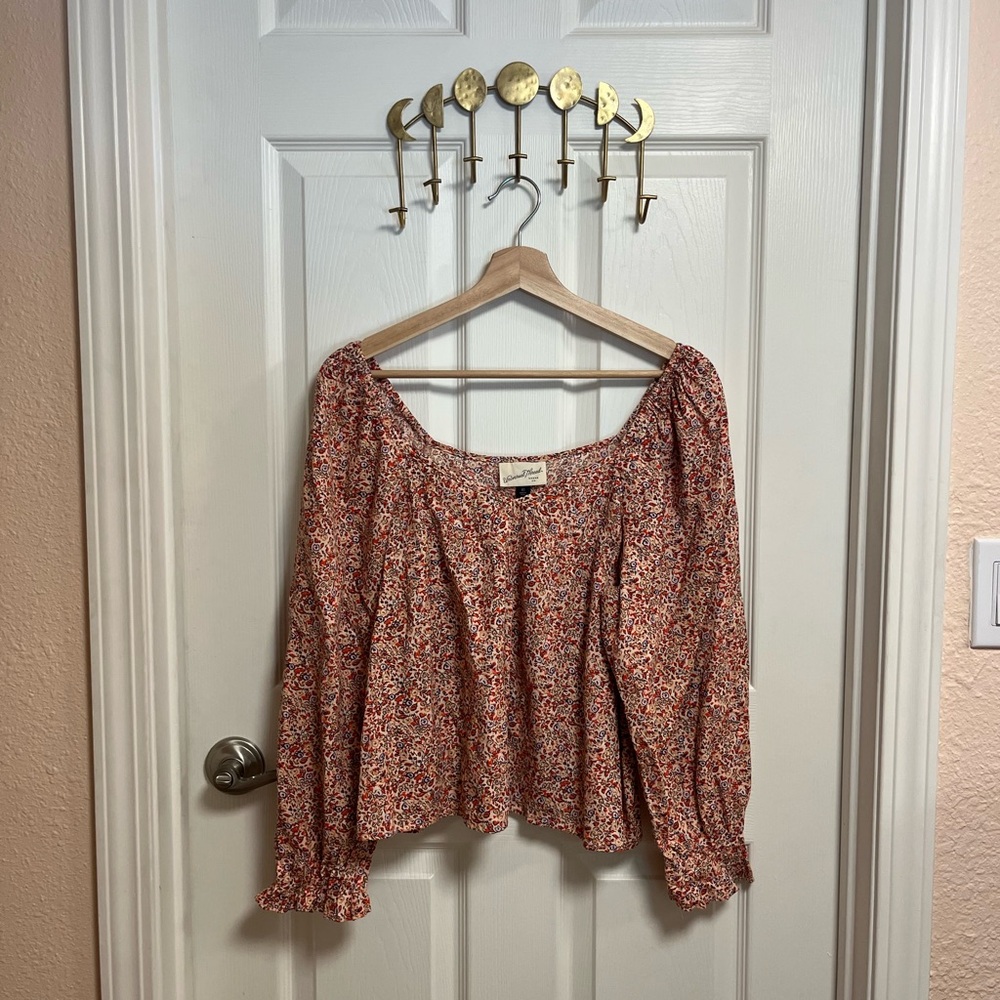 Universal Thread Pink Floral Smocked Puff Sleeve Blouse